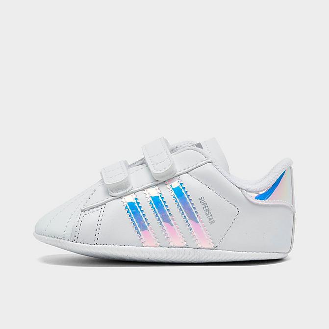 Right view of Girls' Infant adidas Originals Superstar Crib Shoes in White/White/Black Click to zoom