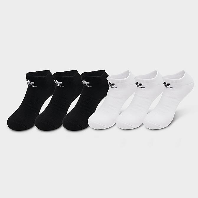 Front view of adidas Originals Classic Superlite No-Show Socks (6-Pack) in Black/White Click to zoom