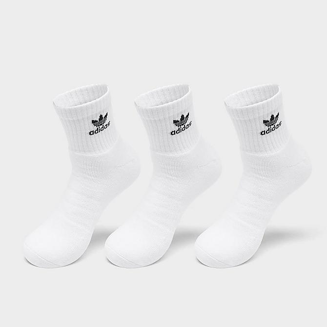 Back view of adidas Originals Trefoil Quarter Socks (6 Pack) in Black/White Click to zoom