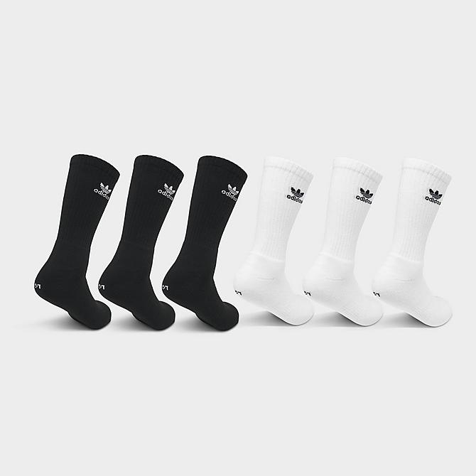 Back view of adidas Originals Trefoil 6-Pack Cushioned Crew Socks in Black/White Click to zoom