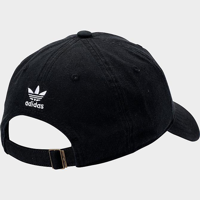 Three Quarter view of adidas Originals Precurved Washed Strapback Hat in Black/White Click to zoom