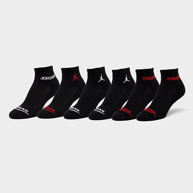 Front view of Kids' Toddler Jordan Ankle Socks (6-Pack) in Black Click to zoom