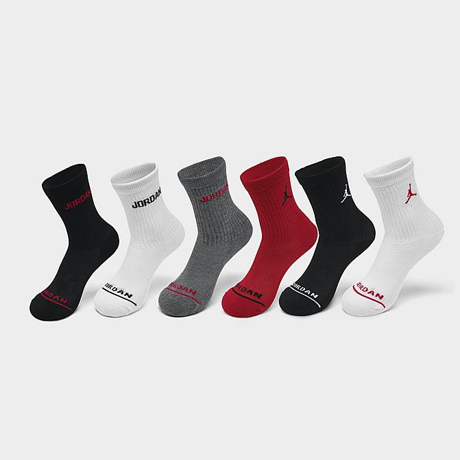 Front view of Little Kids' Jordan Legend Crew Socks (6-Pack) in Multi-Color Click to zoom
