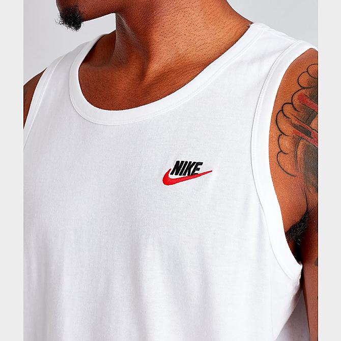 Detail 1 view of Men's Nike Sportswear Futura Tank in White/Black/Red Click to zoom