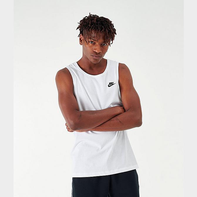 Front view of Men's Nike Sportswear Futura Tank in White/Black/Red Click to zoom
