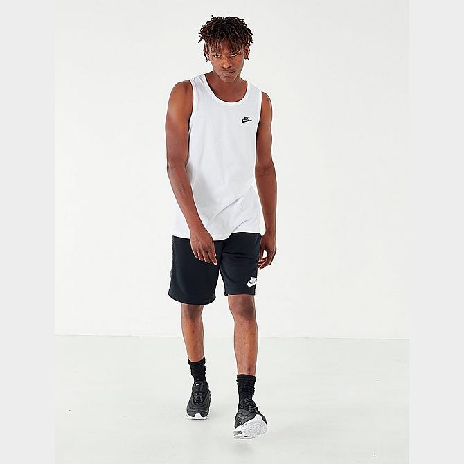 Front Three Quarter view of Men's Nike Sportswear Futura Tank in White/Black/Red Click to zoom