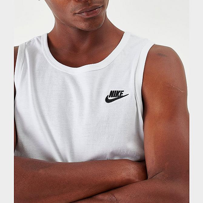 Back Right view of Men's Nike Sportswear Futura Tank in White/Black/Red Click to zoom