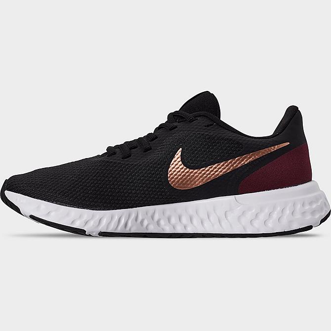 Left view of Women's Nike Revolution 5 Running Shoes in Black/Metallic Copper/Night Maroon Click to zoom