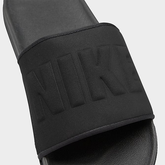 Front view of Women's Nike OffCourt Slide Sandals in Anthracite/Black/Black Click to zoom