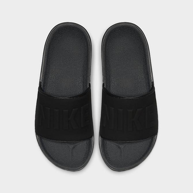Back view of Women's Nike OffCourt Slide Sandals in Anthracite/Black/Black Click to zoom