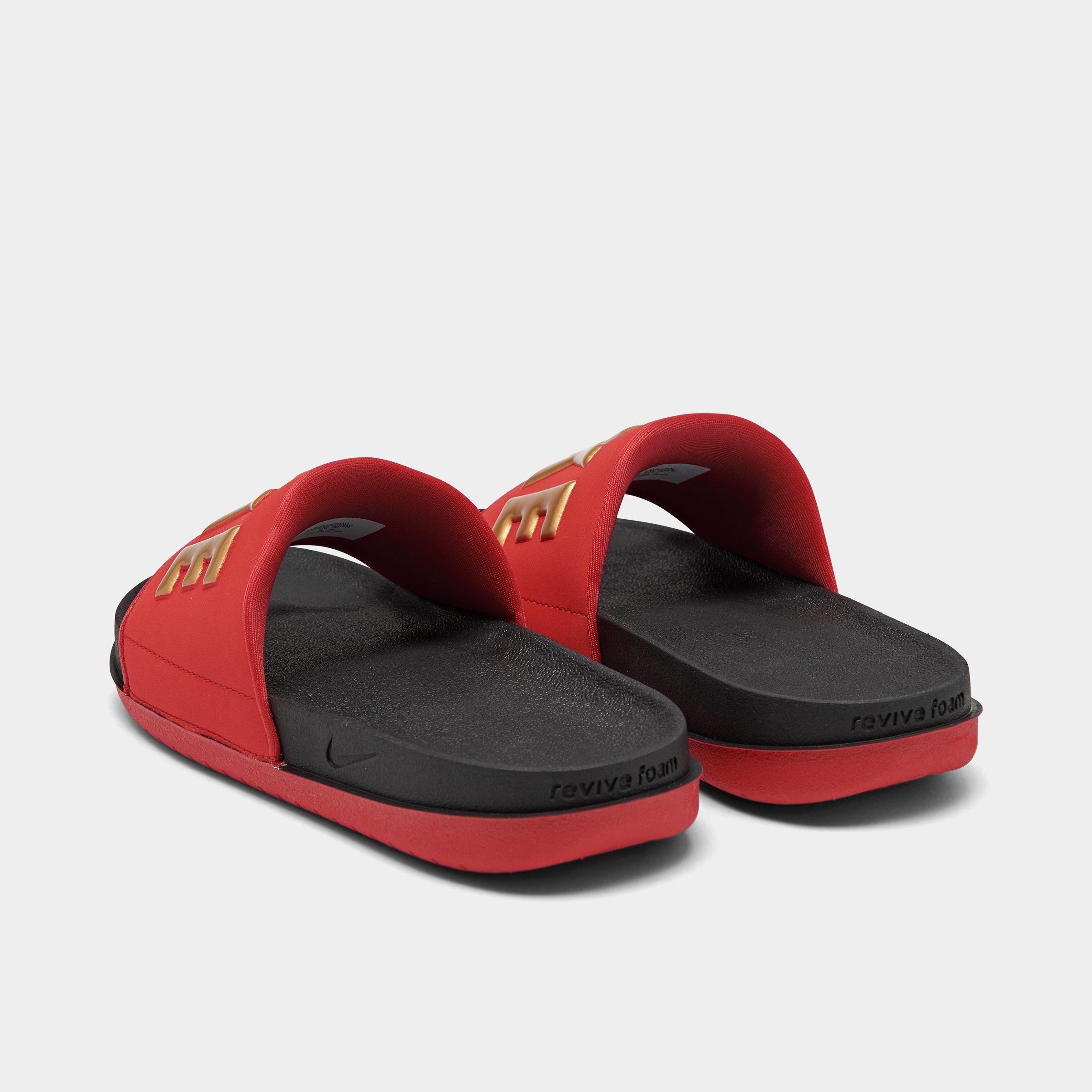 nike red slides gold check