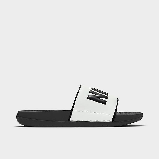 Three Quarter view of Women's Nike OffCourt Slide Sandals in Black/Black/Summit White Click to zoom