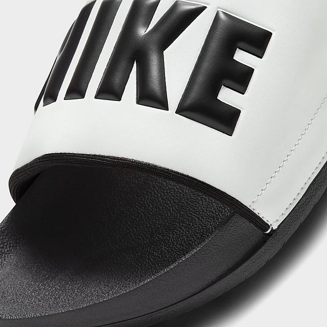 Front view of Women's Nike OffCourt Slide Sandals in Black/Black/Summit White Click to zoom
