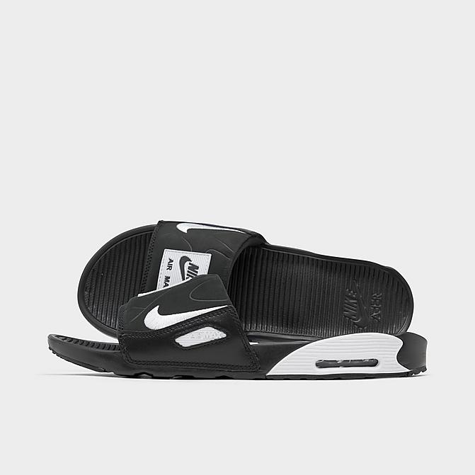 Right view of Men's Nike Air Max 90 Slide Sandals in Black/White Click to zoom