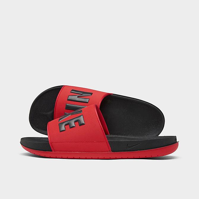 Right view of Men's Nike Offcourt Slide Sandals in Black/University Red Click to zoom