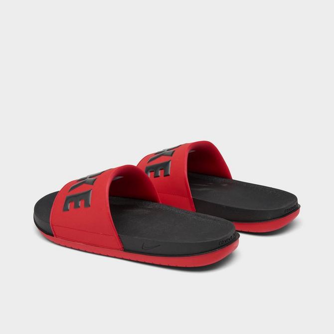 Nike Womens Benassi Slides Sandals Red White Spell Out Slip Ons 8