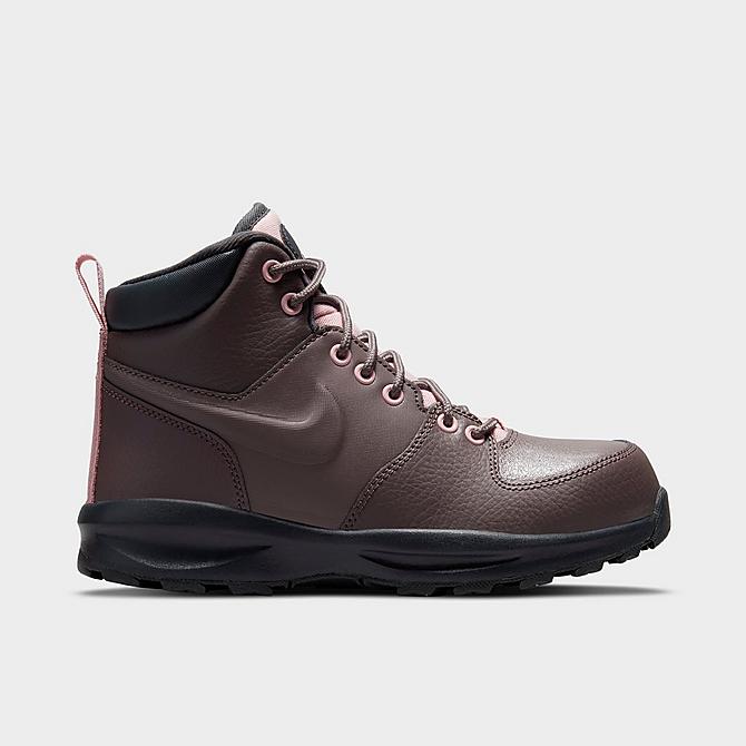 Front view of Girls' Big Kids' Nike Manoa Leather Boots in Violet Ore/Violet Ore/Dark Smoke Grey/Pink Glaze Click to zoom