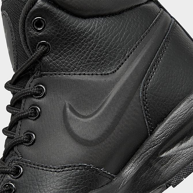 Front view of Big Kids' Nike Manoa Leather Boots in Black/Black/Black Click to zoom