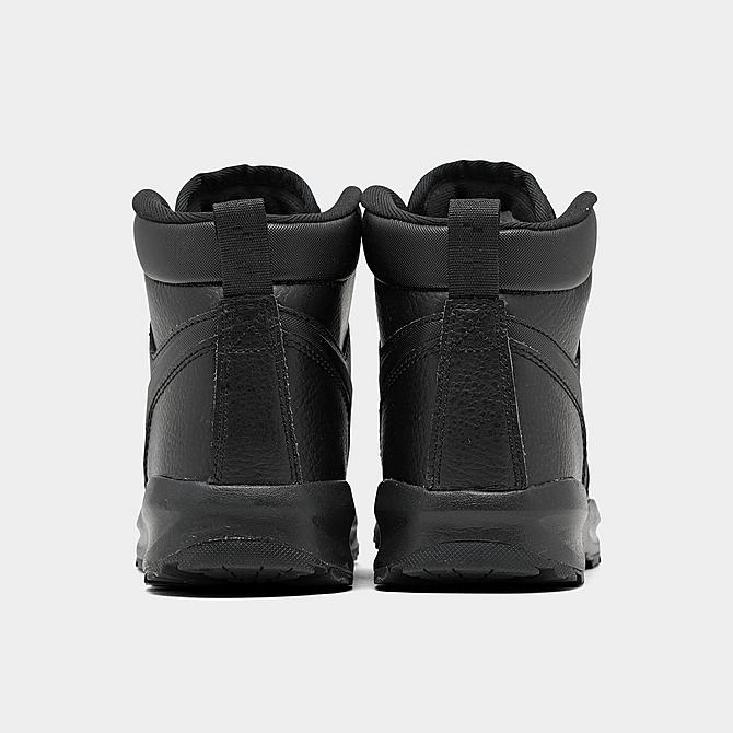 Left view of Boys' Little Kids' Nike Manoa Leather Boots in Black/Black/Black Click to zoom