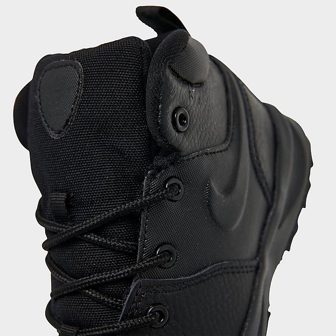 Front view of Boys' Toddler Nike Manoa Leather Boots in Black/Black/Black Click to zoom