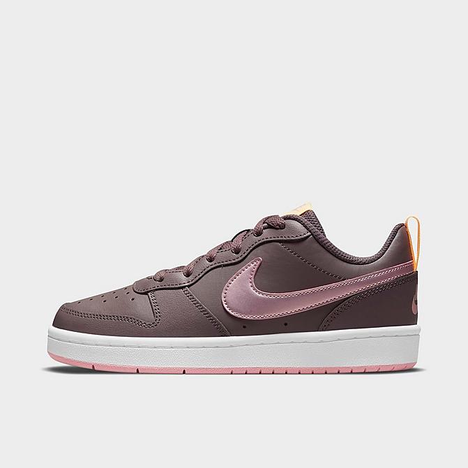 Right view of Girls' Big Kids' Nike Court Borough Low 2 Casual Shoes in Violet Ore/Melon Tint/Pink Glaze Click to zoom
