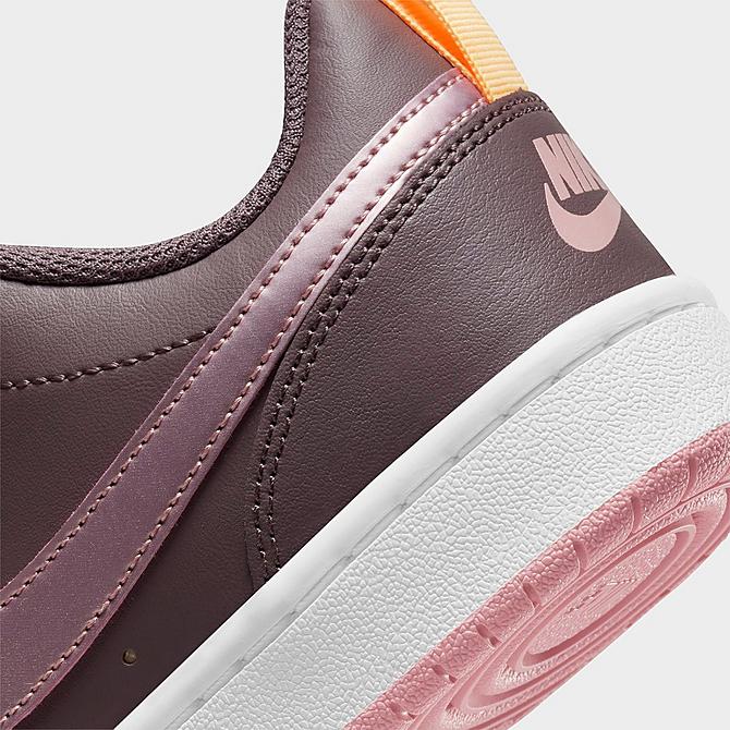 Front view of Girls' Big Kids' Nike Court Borough Low 2 Casual Shoes in Violet Ore/Melon Tint/Pink Glaze Click to zoom