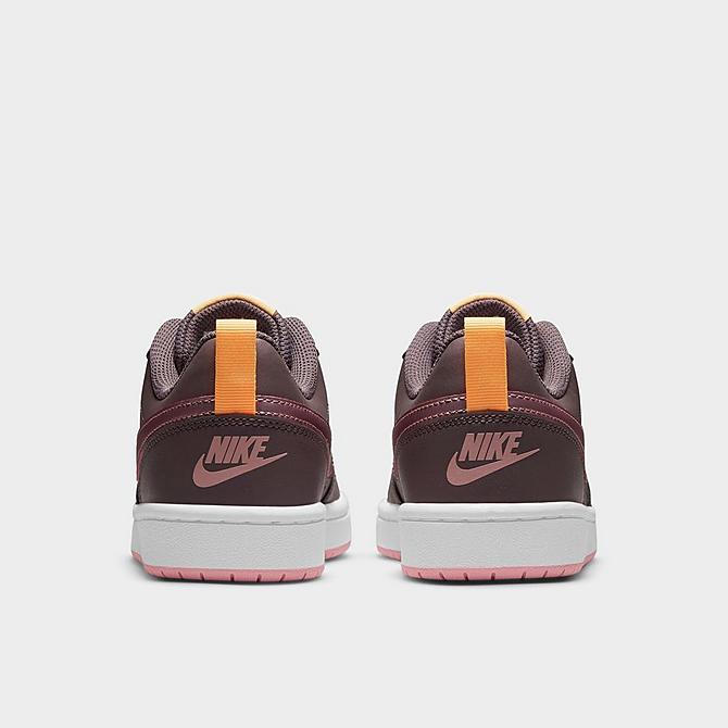 Left view of Girls' Big Kids' Nike Court Borough Low 2 Casual Shoes in Violet Ore/Melon Tint/Pink Glaze Click to zoom