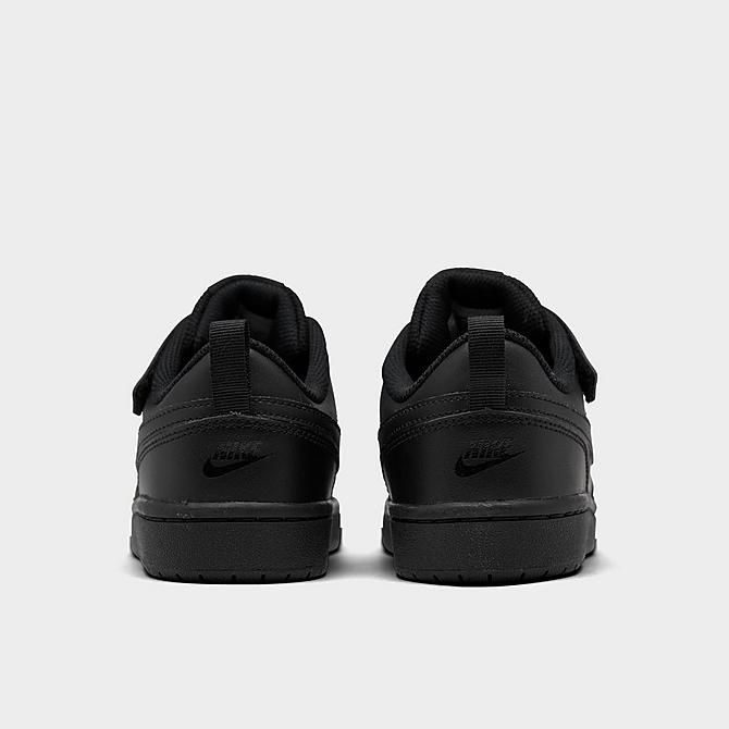 Left view of Little Kids' Nike Court Borough Low 2 Hook-and-Loop Casual Shoes in Black/Black-Black Click to zoom