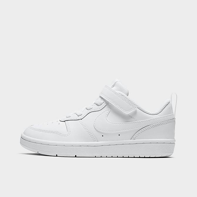 Right view of Little Kids' Nike Court Borough Low 2 Hook-and-Loop Casual Shoes in White/White/White Click to zoom
