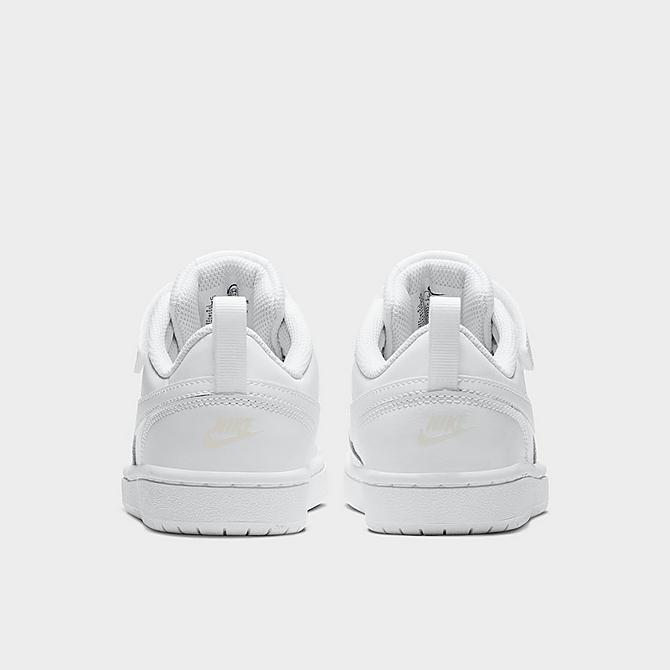 Left view of Little Kids' Nike Court Borough Low 2 Hook-and-Loop Casual Shoes in White/White/White Click to zoom