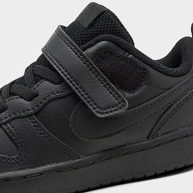 Front view of Kids' Toddler Nike Court Borough Low 2 Casual Shoes in Black/Black/Black Click to zoom