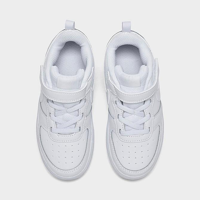 Back view of Kids' Toddler Nike Court Borough Low 2 Casual Shoes in White/White/White Click to zoom