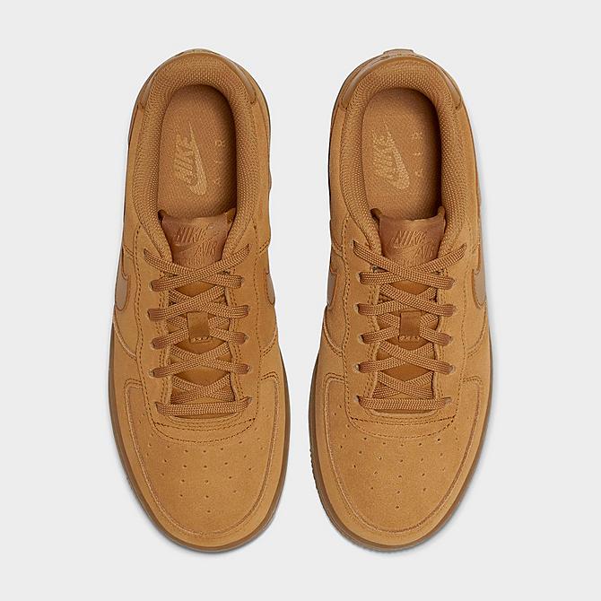 Back view of Boys' Big Kids' Nike Air Force 1 LV8 3 Casual Shoes in Wheat/Wheat Gum/Light Brown Click to zoom