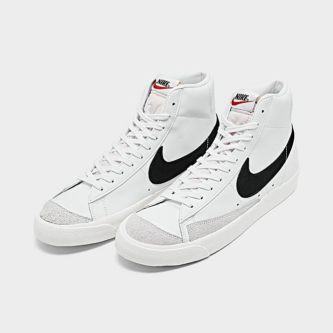Three Quarter view of Nike Blazer Mid '77 Vintage Casual Shoes in White/Black Click to zoom