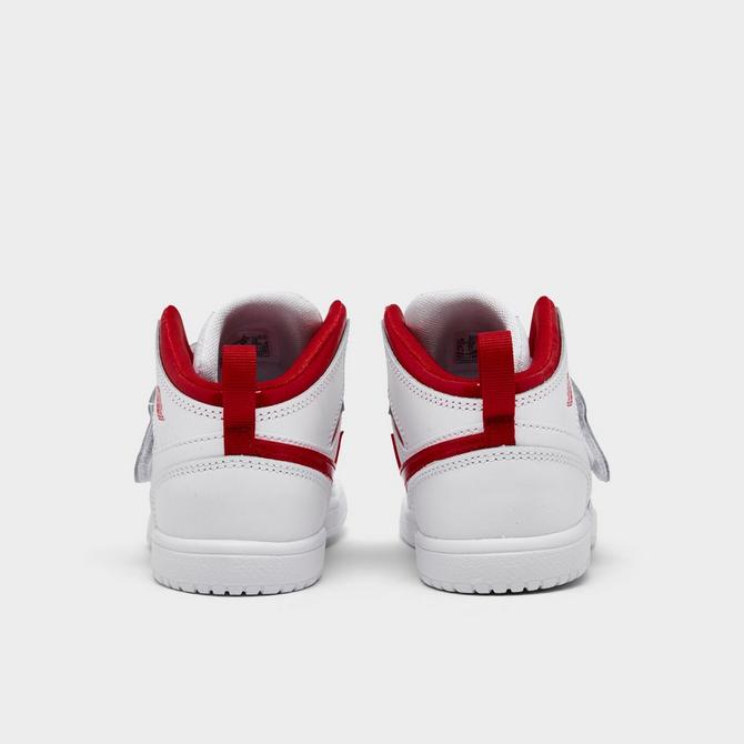 Red and white jordans best sale for toddlers