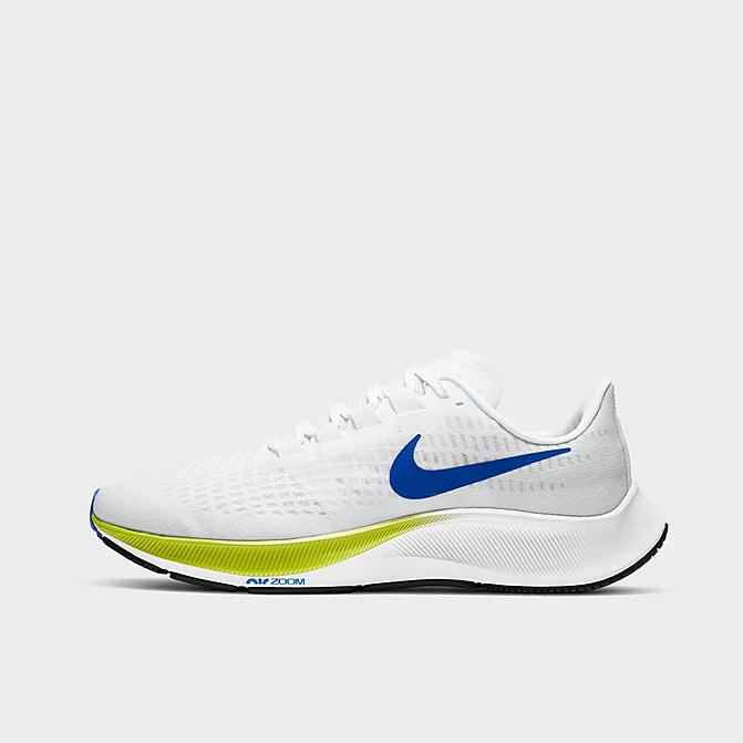 Right view of Men's Nike Air Zoom Pegasus 37 Running Shoes in White/Cyber/Black/Racer Blue Click to zoom