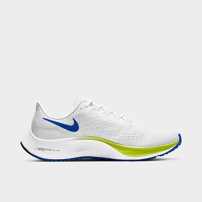 Front view of Men's Nike Air Zoom Pegasus 37 Running Shoes in White/Cyber/Black/Racer Blue Click to zoom