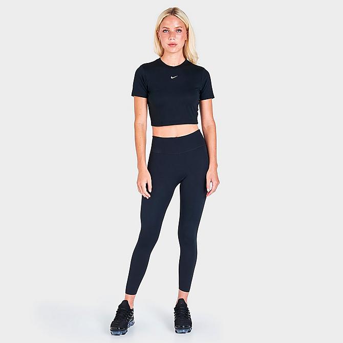 Front Three Quarter view of Women's Nike One Luxe Cropped Tights in Black Click to zoom
