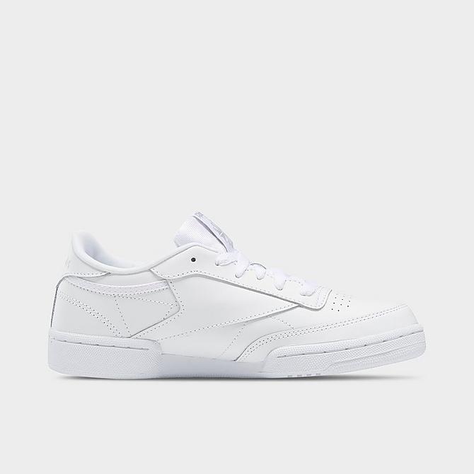 Front view of Big Kids' Reebok Classics Club C Casual Shoes in White/Sheer Grey Click to zoom