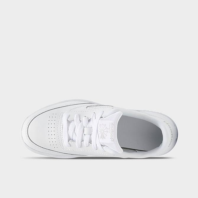 Back view of Big Kids' Reebok Classics Club C Casual Shoes in White/Sheer Grey Click to zoom