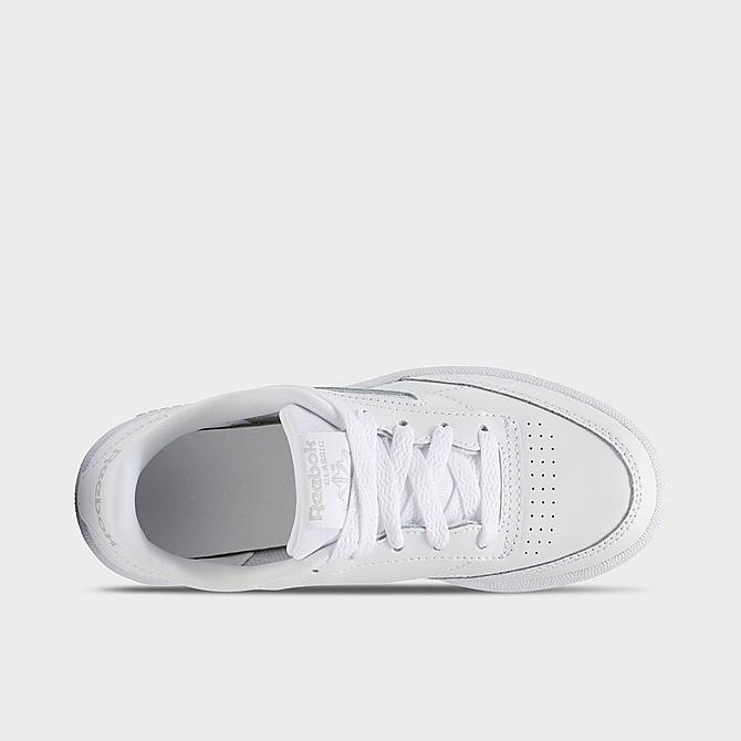 Back view of Boys' Little Kids' Reebok Club C Casual Shoes in White/Sheer Grey/Int Click to zoom