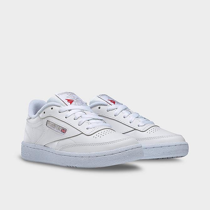 Three Quarter view of Women's Reebok Club C 85 Casual Shoes in White/Light Grey Click to zoom