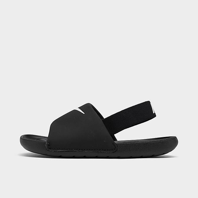 Right view of Boys' Toddler Nike Kawa Slide Sandals in Black/White Click to zoom