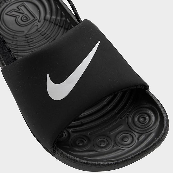 Front view of Boys' Toddler Nike Kawa Slide Sandals in Black/White Click to zoom