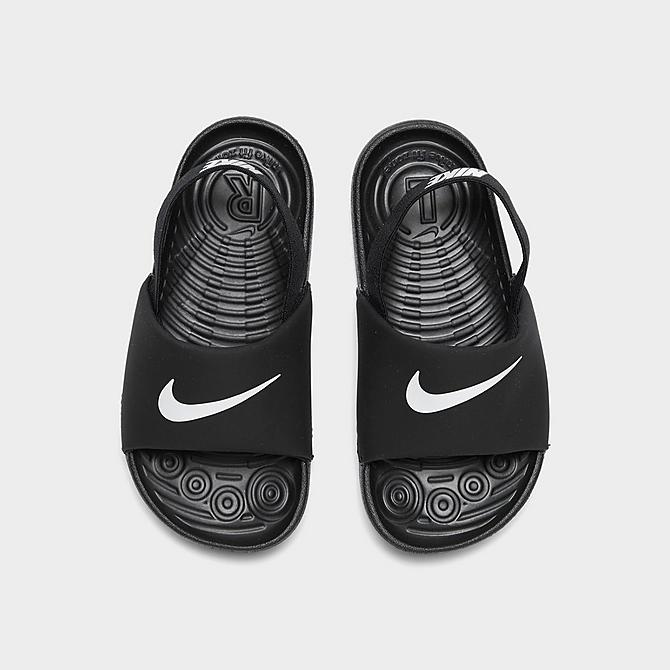 Back view of Boys' Toddler Nike Kawa Slide Sandals in Black/White Click to zoom