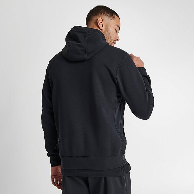 Back Right view of Men's Nike Sportswear Club Fleece Full-Zip Hoodie in Black/Black/White Click to zoom