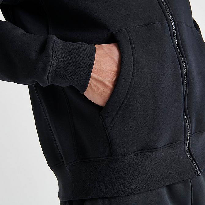 On Model 6 view of Nike Sportswear Club Fleece Full-Zip Hoodie in Black/Black/White Click to zoom