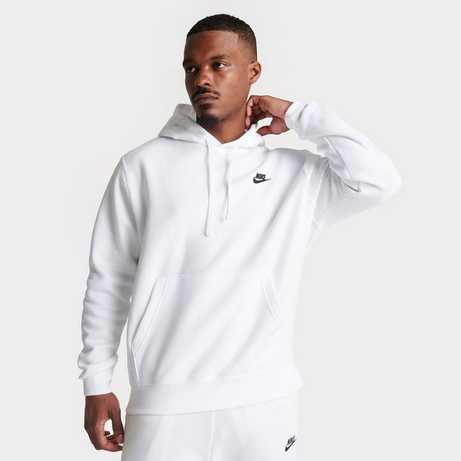 Men's Nike White/Black Sportswear Club Fleece Pullover Hoodie (BV2654 100)  - M 