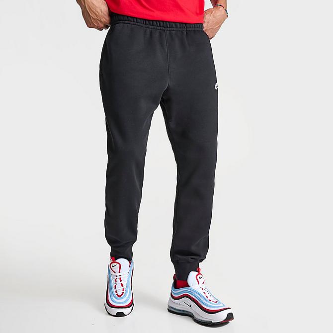 Back Left view of Nike Sportswear Club Fleece Cuffed Jogger Pants in Black/Black/White Click to zoom