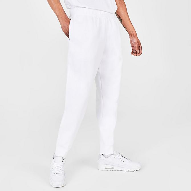 Back Left view of Nike Sportswear Club Fleece Cuffed Jogger Pants in White/White/Black Click to zoom